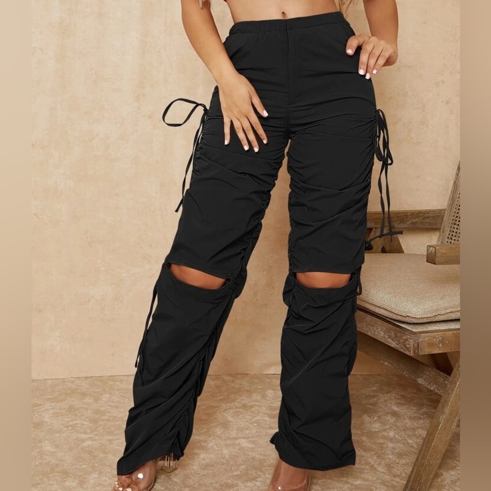 SHEIN SXY Cut Out Drawstring Side Pants